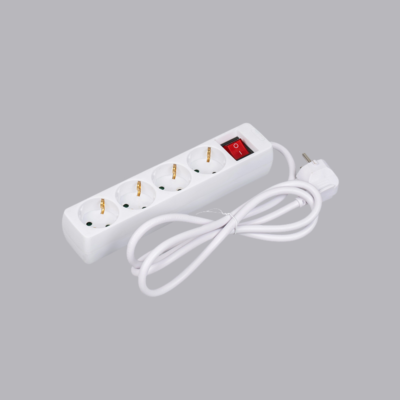 LOB-04K Regleta de 4 vías con interruptor, forma rectangular, tipo alemán, Multitoma