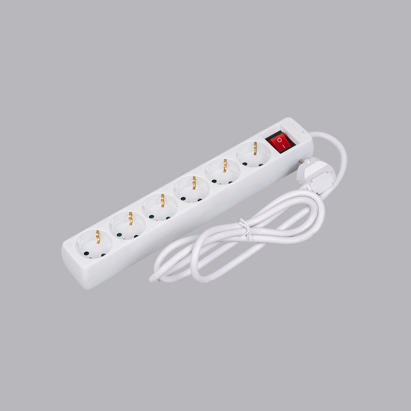 LOB-06K Regleta de 6 tomas de forma rectangular tipo alemán con interruptor Multi-Socket