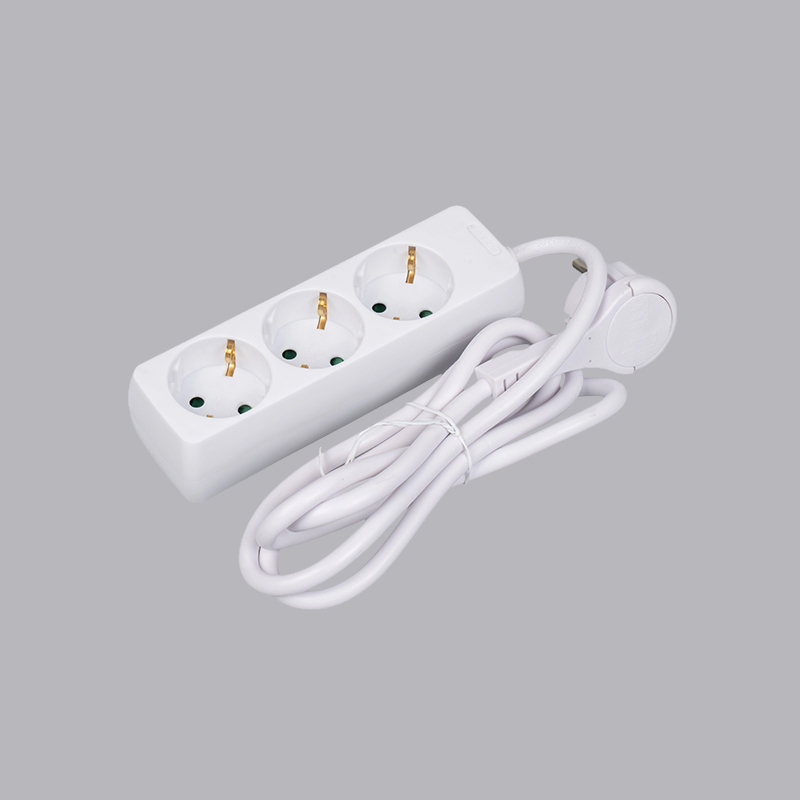 LOB-03L Regleta de 3 vías de forma rectangular tipo alemán con anillo de tracción Multi-Socket