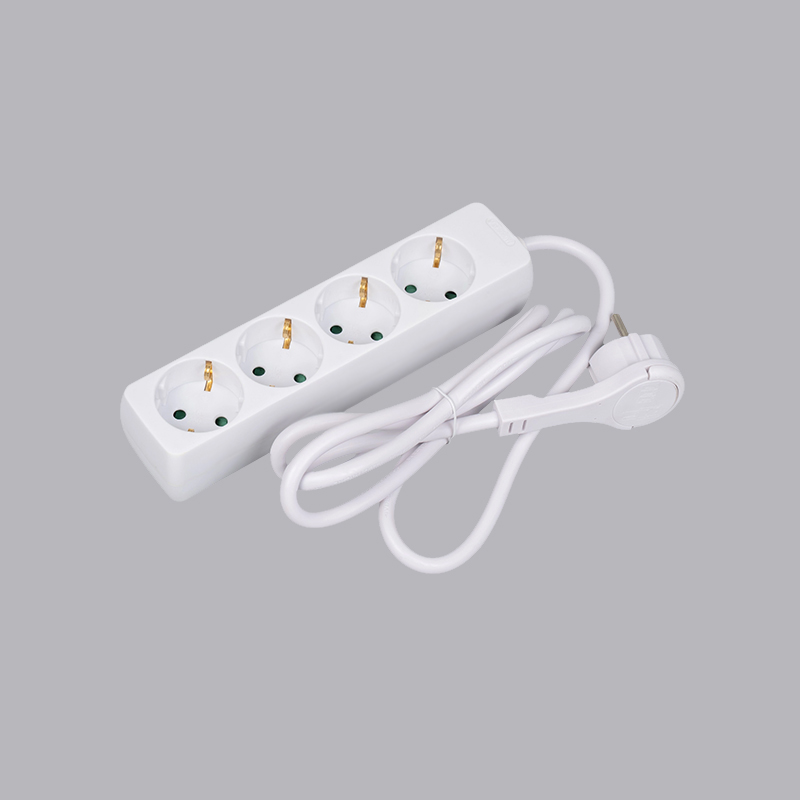 LOB-04L Regleta eléctrica de 4 vías con forma rectangular tipo alemán con anillo de tracción Multi-Socket