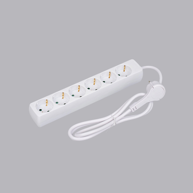 LOB-06L Regleta eléctrica de 6 vías de forma rectangular tipo alemán con anillo de tracción Multi-Socket