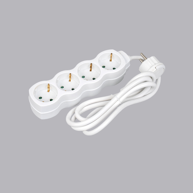LOG-04L Regleta eléctrica de 4 vías con forma de calabaza tipo alemán con anillo de tracción Multi-Socket