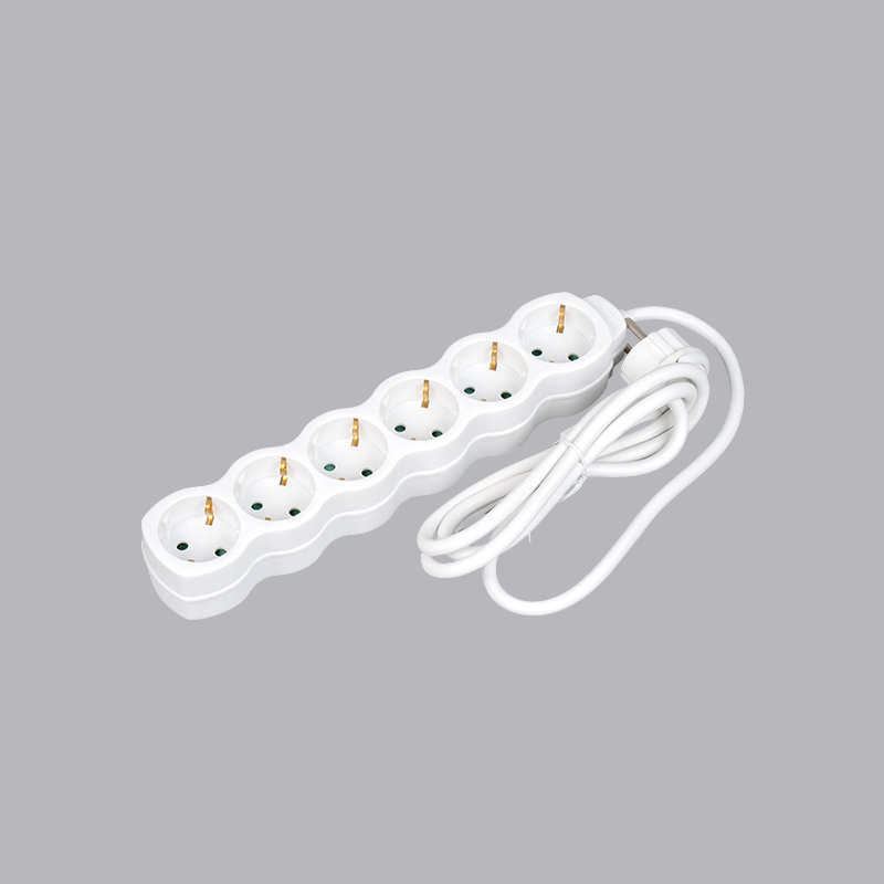 LOG-06L Regleta eléctrica de 6 vías con forma de calabaza tipo alemán con anillo de tracción Multi-Socket