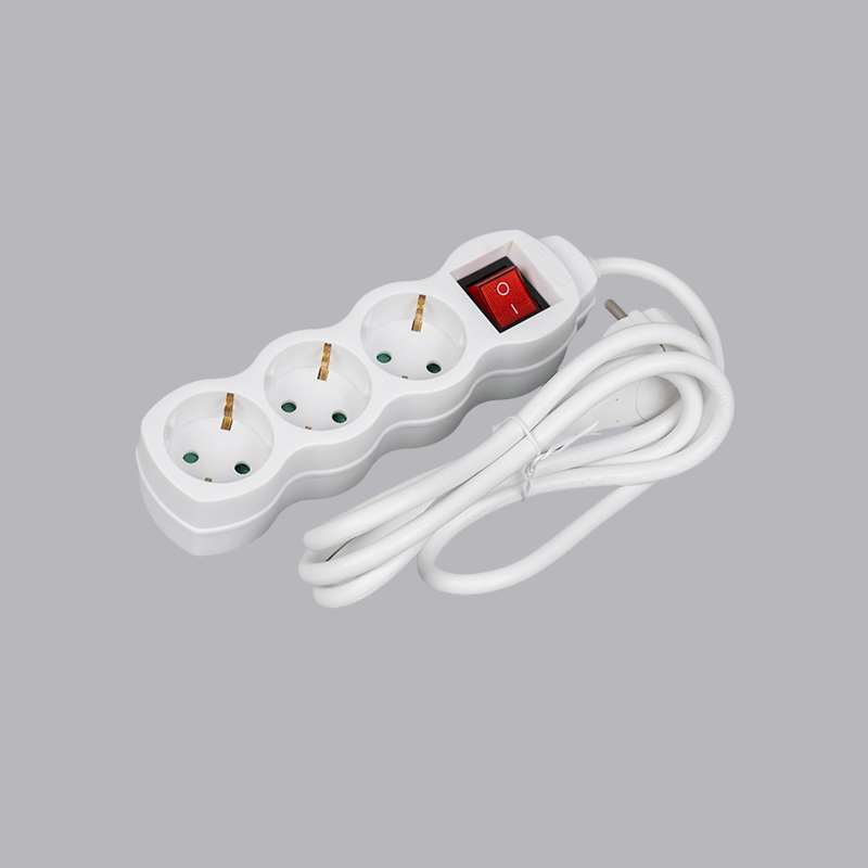LOG-03KL Regleta de 3 vías con forma de calabaza tipo alemán con anillo de tiro e interruptor Multi-Socket
