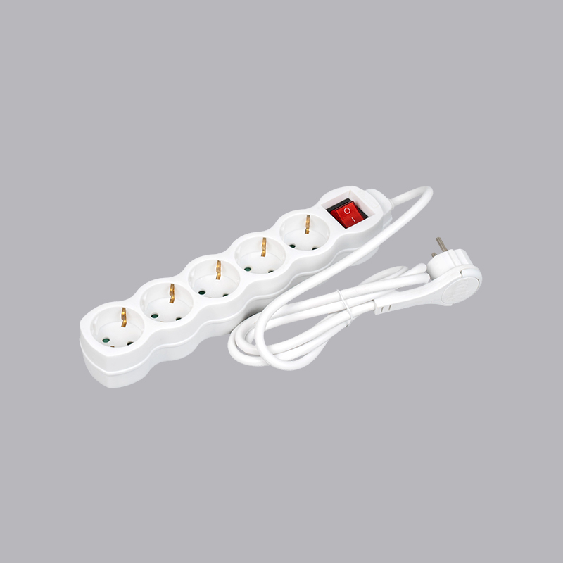 LOG-05KL Regleta eléctrica de 5 vías con forma de calabaza tipo alemán con anillo de tiro e interruptor Multi-Socket