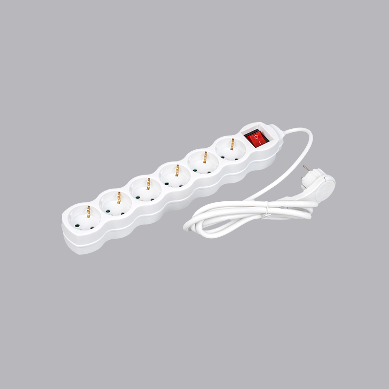 LOG-06KL Regleta eléctrica de 6 vías con forma de calabaza tipo alemán con anillo de tiro e interruptor Multi-Socket