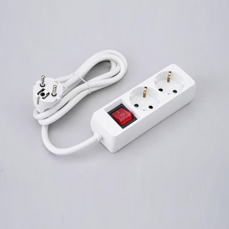 LOB-02K Regleta de 3 vías con interruptor, forma rectangular, tipo alemán, Multitoma