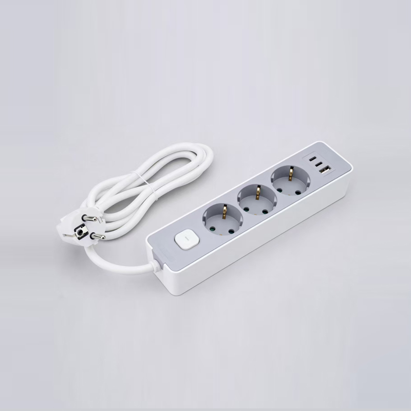 LOB-03K-AC Regleta tipo alemán de 3 tomas con interruptor, cargador rápido PD, 1 puerto USB-A y 2 tipo C Multi-Socket