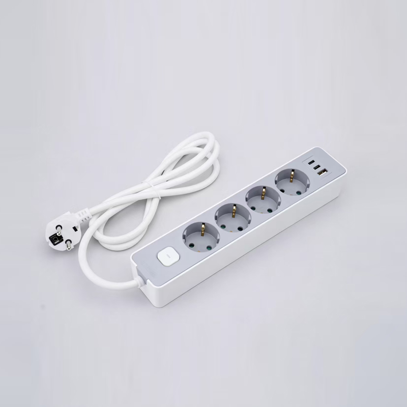 LOB-05K-AC Regleta tipo alemán de 5 tomas con interruptor,cargador rápido PD,1 USB-A y 2 puertos Tipo-C MultiSocket