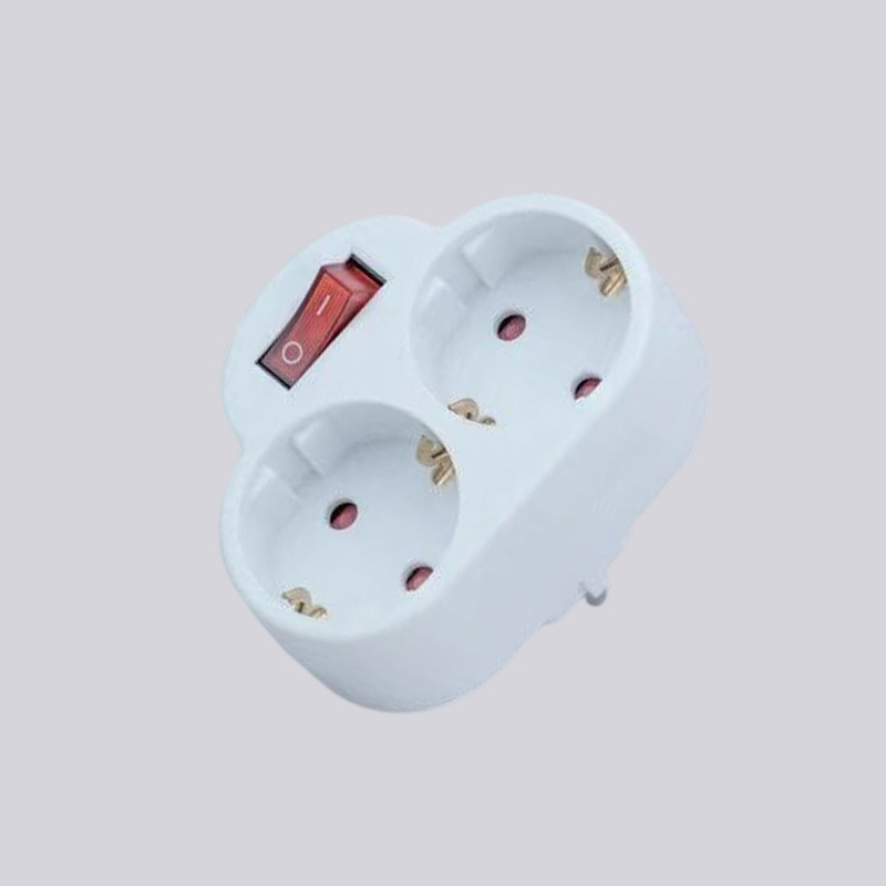 G01-02K dos enchufes redondos tipo alemán con adaptador de interruptor